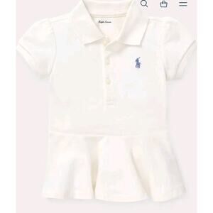 Ralph Lauren Baby Girls Pink Peplum-Hem Cotton Top – 18M – EUC